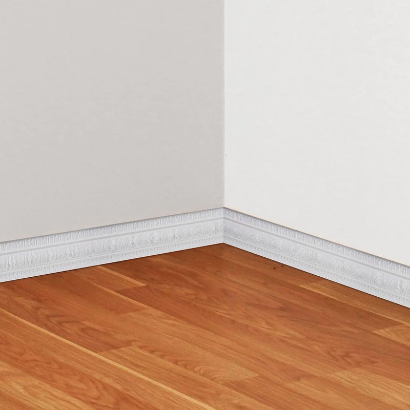YLL YLL Crown Molding Peel and Stick 3D Wall Edging Foam Baseboard Self Adhesive Wallpaper Border Flexible Base Moulding Trim Mirror Border Lines (White 2PCS-178) - Image 3